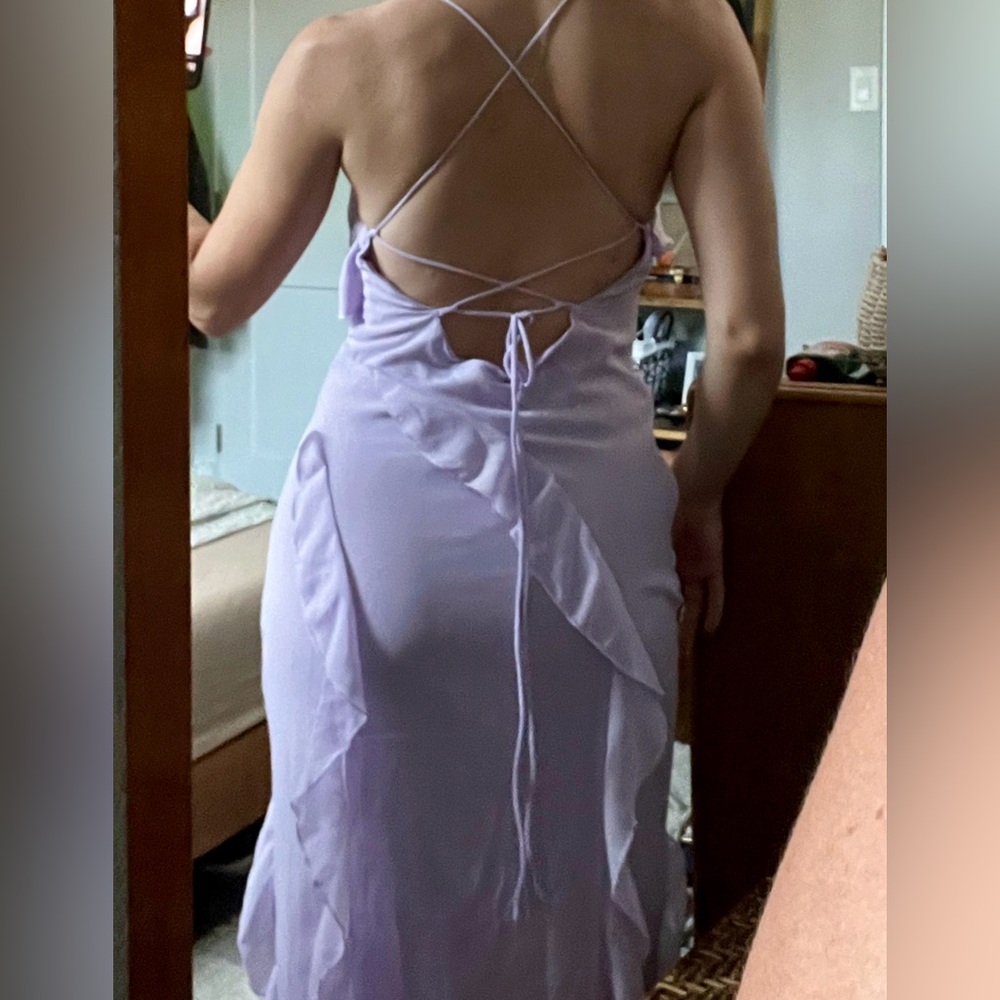 Showpo Lavender Midi Dress with Spaghetti Straps - Picture 3 of 4